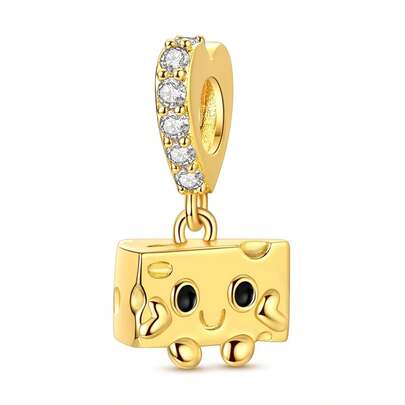 18k Gold Plated Cute And Unique Cheese Figurine Charms For Bracelets Love Embellishment Decoration Women's Jewelry Pendant Beads Jewelry Supplies For Original Bracelets Necklaces DIY Making Creative And Versatile Daily Accessories Jewelry Gifts To Celebrate Holidays Perfect Choices For Family Friends Classmates And Loved Ones