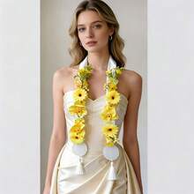 The Perfect Choice For The 2026 Graduation Ceremony - A Sturdy Hawaiian Graduation Lei, Tropical Orchid And Mixed Flower Necklace With Artificial Flowers, A Hawaiian Lei Gift Suitable For Men's And Women's Parties, Graduation Celebrations, And Proms - màu vàng - Xem 2