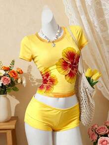 Blusa de talla grande, estampado de flores, atuendo casual para mujer, top casual, camiseta gráfica, ropa de verano, blusa de playa de verano para mujer, atuendo de playa, camiseta de playa, camiseta de mujer, regalo para la hermana, top Y2K - Multicolor 8 - Ver 1
