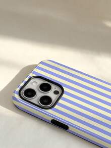 1pc Minimalist Artistic Colorful Striped Pattern Glossy 2-In-1 Phile Shell Full Coverage Hard Phone Case Compatible With Samsung/ 11/12/13/14/15/16/17 Pro Max - Multicolor - View 4