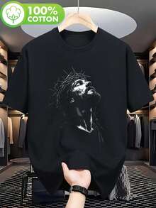 Men's-Shirt With Christ And Christian Faith - 黑色 - 查看 7