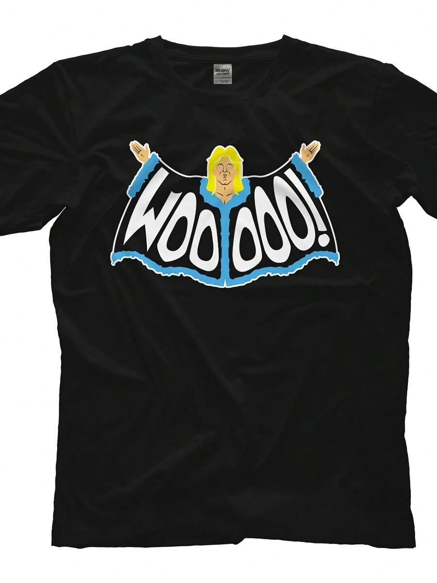Ric Flair - Flair 250g T-Shirt, Printed Tee, Urban Hip-Hop Style, Casual, Fashionable, For Fishing, Golf, Everyday Wear, Outdoor Activities, Fitness, Vacation, For Men And Women. With A Crisp, Streamlined Cut, This Garment Creates A Clean And Dynamic Look. Its Loose Yet Flattering Silhouette Suits All Body Types, Offering A Style That Is Both Casual And With A Touch Of Elegance. - 黑色 - 查看 1