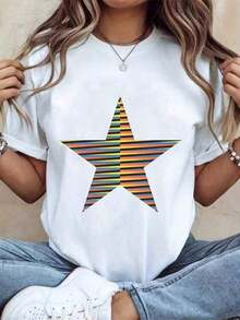 New Casual Summer T-Shirt, Made Of Pure Cotton, Round Neck And Short Sleeves, Suitable For Daily Use, 200 Grams - Vintage Urban Style, Unisex, Loose Fit, Pure Cotton, Round Neck And Short Sleeves. - 白色 - 查看 1
