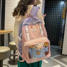 ゲーミングバッグ 大容量 透明 パステルカラー 学生リュック 女子中学生 高校生 - 白と青 - チェックする 3
