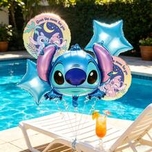 Bộ 5 bóng bay hình đầu người ngoài hành tinh màu xanh dương của Disney, hình tròn và hình ngôi sao, chủ đề hoàng hôn lãng mạn, thích hợp trang trí phòng tiệc sinh nhật, kỷ niệm và chụp ảnh. - Xem 2