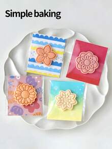 1pc Nordic Style Flower Shape Cookie Cutter, Creative Floral Embossed Biscuit Mold, Multipurpose DIY Baking & Clay Mold, 3D Flower Pattern Pastry Press Stamp For Birthday Party Decoration, Gift & Home Kitchen Crafting - View 9