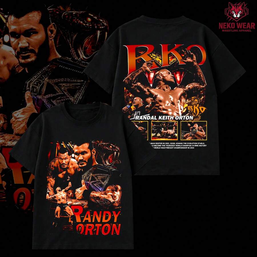 Randal Keith Orton RKO Vintage Wrestling Hoodie, Apex Predator Legend Killer Graphic Tee, Viper Outta Nowhere Theme Tee, Oversized Heavyweight Sportswear, Unisex Gift For Wrestling Fans, Gift For Him And Her. - 黑色 - 查看 1