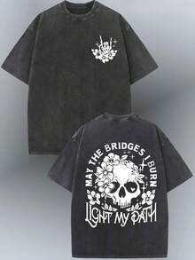 Camiseta lavada de 230g, que ilumina mi camino, algodón batik de alta calidad, vintage, camiseta estampada con diseño, tiene un cierto grosor adecuado para el verano, actividades al aire libre, regalo para vacaciones nacional envio - Gris Oscuro - Ver 7