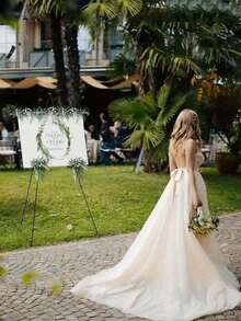 1pc 63 Inch Wedding Sign Display Stand, Foldable Display Easel, Black Tripod Floor Display Stand Suitable For Wedding Signs And Poster Welcome Boards, Large Adjustable Metal Painting Easel Tripod With Black Base, Suitable For Wedding Banners And Poster Display Stands, Desktop Display Stand Metal Tripod - Multicolor - View 3