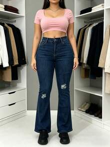 Pantalones De Mezclilla Mujer Jeans Pantalon De Mezclilla Dama Pantalones Olgados Para Mujer Lavado Desgastado Casual - Pantalones vaqueros 2057-1 - Ver 4