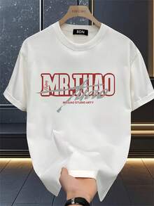 Nueva camiseta de manga corta para mujer de 180 g,% algodón - Camiseta casual versátil con estampado de verano para hombre - Camiseta con estampado de verano para parejas - Unisex - Regalo para vacaciones - Blanco - Ver 1
