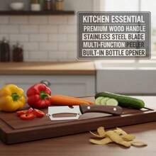 1pc Stainless Steel Vegetable Peeler With Wooden Handle, Forged Stainless Steel Blade, Ergonomic Non-Slip Wooden Grip, Versatile For Peeling And Slicing Fruits And Vegetables, Suitable For Home Cooking And Professional Chefs, Random Color - Multicolor - View 12