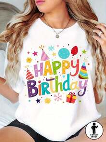 ropa de mujer Camiseta casual de manga corta con cuello redondo y estampado de cumpleaños Ropa de mujer para verano y primavera Camisetas gráficas Camisetas gráficas estilo western Ropa de hombre Camisas para hombre Camisetas gráficas Ropa de mujer Tops de verano Ropa de verano Camisetas gráficas camisas de mujer - Blanco - Ver 2