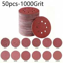 10/50片 125mm 砂紙盤 60/80/100/120/150/180/240/320/400/600/800/1000號 適用於5英吋8孔圓形底盤 - 紅色 - 查看 14