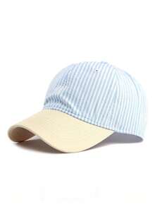 1pc Women's Lightweight Vintage Striped Patchwork Baseball Cap, Suitable For Sports, Travel, Vacation And Daily Use - Striped Color Blocking - View 5