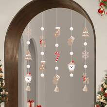 Christmas Background Wall Hanging Decor Set With Pom Pom Cartoon Old Man, Deer, Tree, Socks, Gifts, Party Hanging Ornaments - Multicolor - View 9