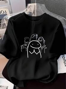 Women's T-Shirt With Fun Floral Prayer/Gratitude Print, Versatile White Summer 2026 T-Shirt For Women, Short Sleeve Top With Humorous Stress Relief Art, Original And Modern Half Sleeve Design. Women's T-Shirts. - 黑色 - 查看 12