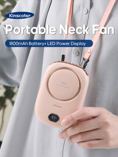 kinscoter 1pc 1800mAh Rechargeable Mini Portable Fan, Camping, Beach, Travel Accessory, Back To School Outdoor Summer Air Cooler, Handheld Neck Fan, Personal Waist Fan, Rechargeable Fan