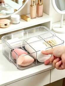 Desktop Cosmetic Storage Box, Luxury Mirror Cabinet Storage Box, Transparent Plastic Storage Box, Bathroom Storage Organizer - Multicolor - View 12