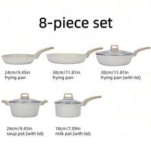 Bộ nồi chảo 7/8 món và chảo ăn sáng đơn, nồi chảo chống dính, bộ nồi chảo chống dính dùng cho bếp từ Granite, bao gồm chảo rán, nồi hầm, chảo xào, nồi sứ cỡ lớn, thích hợp cho gia đình, nhà bếp và làm quà tặng. - Nhiều màu - Xem 14