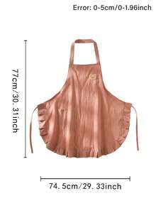 1pc New Ruffled Plaid Bear Pocket Sleeveless Halter Apron, Fashion With Built-In Pocket, Suitable For Cafe, Bakery, Catering, Kitchen, Housework, Baking, Cooking, Gardening, Painting, Fishing, Unisex - Multicolor - View 3