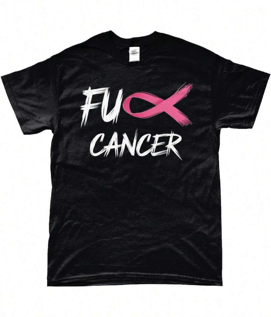 F**K Cancer: Bold Support Breast Cancer Awareness-Shirt - Black - View 1