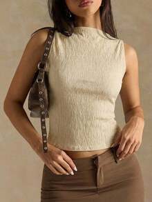 Camiseta de tirantes ajustada a rayas para mujer, ropa de verano y otoño para mujer, ropa de invierno para mujer, disfraces de Halloween, top marrón, top a rayas - Albaricoque - Ver 4