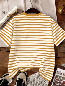 Camiseta de punto ajustada de manga corta informal para mujer - Amarillo 4 - Ver 2