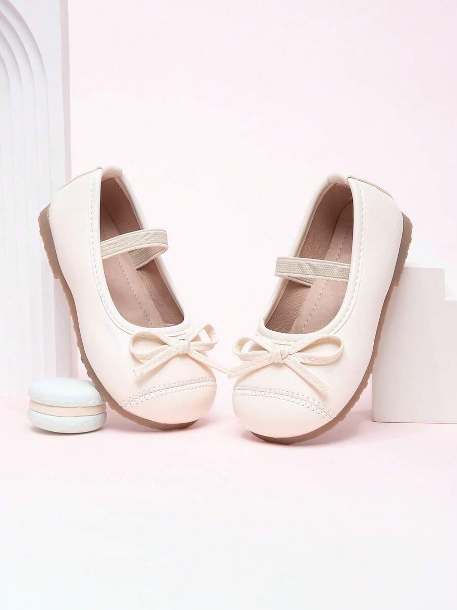 New Korean Style Girls' Soft Sole Shoes With Bow, Anti-Slip Fashion Shoes For Toddlers - Beige - View 1