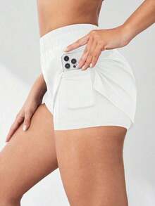 Pantalones cortos de compresión para mujer que absorben la humedad y tienen un short interno, cómodos para correr, yoga, evitar rozaduras.Pantalón corto deportivo para mujer, pantalón corto de gimnasio, pantalón corto de ciclista cómodo - Blanco - Ver 6