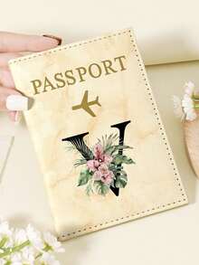 1pc A-Z 26 Letters Fashionable Letter Print Stylish Burgundy Passport Cover, Premium PU Leather Passport Wallet With Multi-Card Pockets For Credit Cards, Boarding Passes, And IDs, Compact And Portable Travel Essentials Organizer For Women, Men - Pink - View 48
