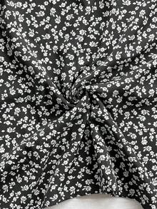 casual con estampado floral y dobladillo dividido para mujer - Blanco y Negro - Ver 8