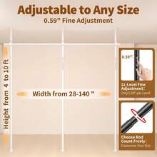 Room Divider For Room Separation,4-10ft(H) 28-140inch(W) Adjustable Temporary Privacy Wall Divider, Tension Curtain Rods No Drilling, Heavy Duty Partition Space Separator Freestanding,Black - White - View 7