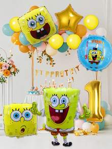SpongeBob SquarePants 角色氣球套組含1-9歲生日裝飾氣球，適合主題派對背景、桌面中心裝飾及牆面點綴，適用於各種慶祝場合 - decorative set - 查看 11