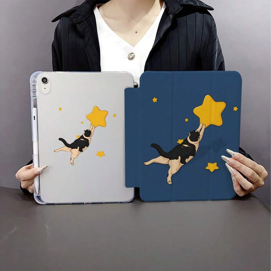 1个趣味猫咪星星图案平板电脑保护套，兼容iPad第十代10.9英寸（2022款）/Air 13（M3 2025款）/Air 11（M3 2025款），兼容三星、小米、OPPO、华为MatePad、vivo、荣耀平板电脑。 - 彩色 - 查看 1