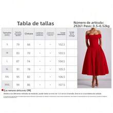 Spring 2026 Maxi Dress, Solid Color With Off-The-Shoulder Design, Elegantly Sensual Style - Red - View 3