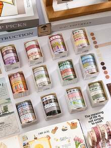 5 Rolls/Box Simple Style Washi Tape Set, Different Color To Choose From The Handbook Tape, Suitable For Scrapbook Decoration School Supplies Decorative, Handbook Gift For Friends - Sets - View 1
