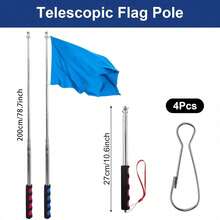 6.5ft Retractable Handheld Flag Pole 2 Pieces Set, Stainless Steel Telescopic Flag Pole With Guide Pointer And Pointer Function, Suitable For Tour Guide And Classroom Teaching - Multicolor - View 2