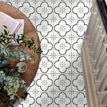 Set de 12 pegatinas de pared con patrón floral francés, pegatinas decorativas retro y gruesas para azulejos de baño, piso y pegatinas antideslizantes con flores y ladrillos para la renovación del fondo de la cocina, pegatinas de pared extraíbles - pts001 - Ver 3