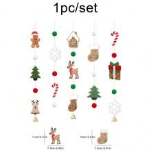 Christmas Background Wall Hanging Decor Set With Pom Pom Cartoon Old Man, Deer, Tree, Socks, Gifts, Party Hanging Ornaments - Multicolor - View 5