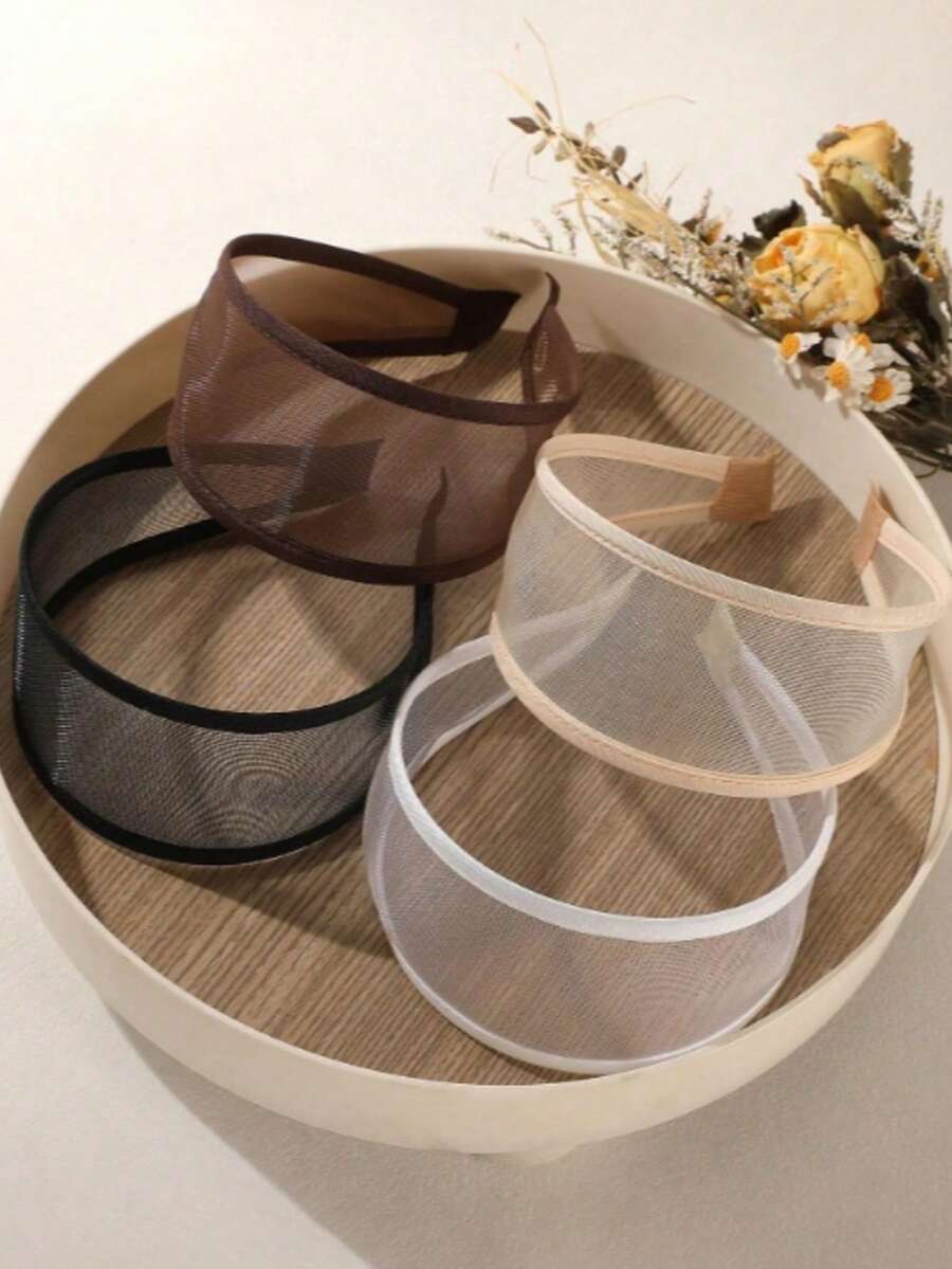 1件式時尚簡約輕量透氣網格面料超寬髮帶,讓臉部顯小,適合外出、旅行攝影、日常穿搭、休閒聚會、居家及其他造型裝飾的女性髮飾髮箍 - 彩色 - 查看 1
