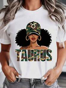 Oversized T-Shirt With Taurus Zodiac Sign Graphic, Fashionable Women's T-Shirt, Astrology Inspired Top, It's A Perfect T-Shirt To Give To Friends And Family On Any Holiday Or Special Occasion. - 白色 - 查看 2