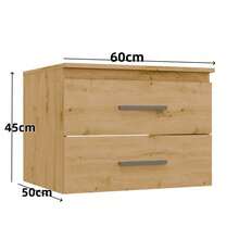 1pc Space-Saving Floating Bathroom Vanity, 60/80cm Wall-Mounted Cabinet With Double Drawers, Wood Grain Bathroom Sink Base, No Dead Corners & Easy To Clean, Ideal Birthday Gift For Small Bathrooms - Washbasin - View 15