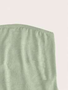 Top corto azul marino para mujer, top tubo casual ajustado adecuado para el verano - Verde - Ver 4