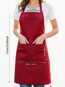 Delantal premium con bolsillos grandes - Tela de poliéster duradera, personalizable, lavable a máquina, perfecto para cocinar, asar a la parrilla, actividades al aire libre, delantal de cocina. - Multicolor - Ver 7