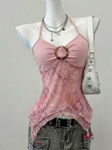 Blusa casual de mujer con cuello de corbata y estampado de anacardo, versátil para uso diario - Rosa Pálido - Ver 9