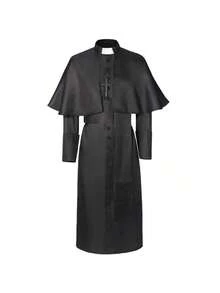 Cosplay Clothing - Black Priest's Cloak (with a Cross) - View 4