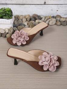 Giày sandal cao gót hở mũi bằng lưới thoáng khí màu cà phê mùa hè mới, sandal gót nhọn tối giản đa năng dành cho nữ. - màu nâu - Xem 7