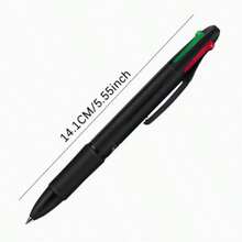 5pcs/Set New High-Quality Black Retractable 4-In-1 Multifunction Ballpoint Pen, 0.7mm 4-Color Refill Cartridges, Smooth Writing, Suitable For Office & School Supplies (1 Pen + 4 Refills) - Four-color Pen - View 2