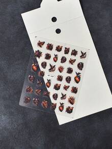 1pc Gothic Style Embossed Nail Stickers, Horror Skull, Owl Nail Art Decals, Mysterious Honeycomb & Bee Nail Sliders, Dark Series, Suitable For Parties, Daily Manicure - Multicolor - View 6